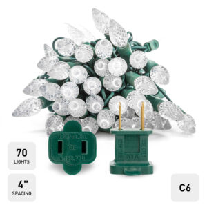 70L C6 Christmas Lights String 4in Bulb Spacing