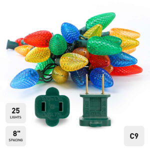 25L C9 Christmas Lights String 8in Bulb Spacing