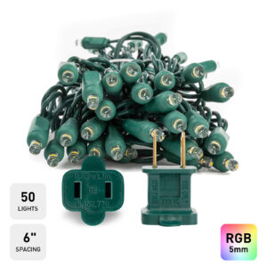 RGB 50L 5mm Christmas Lights String 6in Bulb Spacing